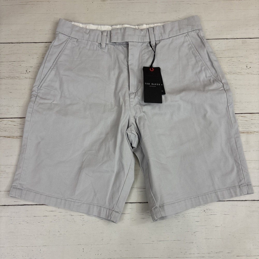 Ted Baker London Chino Shorts Mens 28 Gray Slim Stretch Pockets